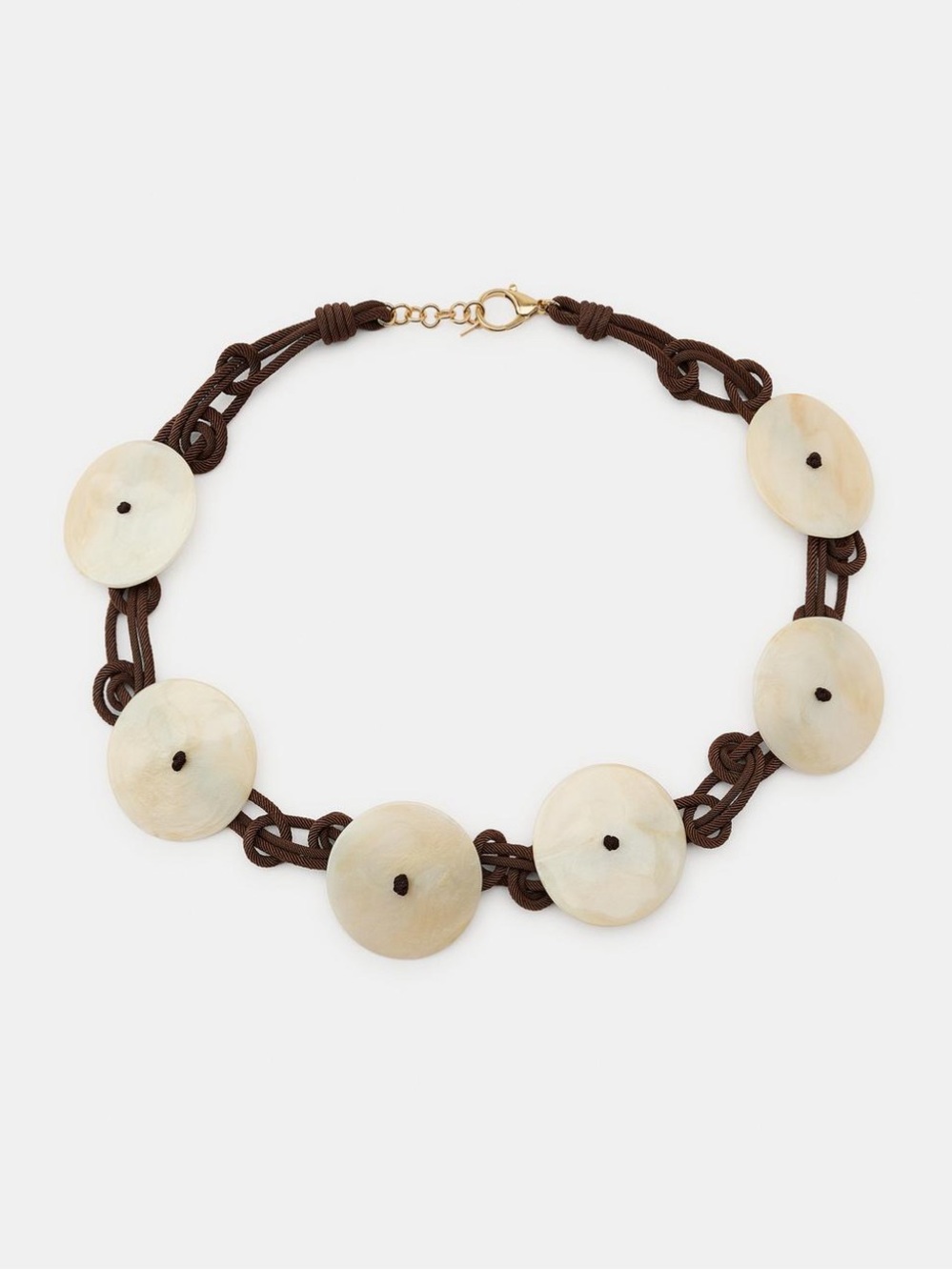 Zara Resin Disc Shell Disk Necklace with Brown Cord us 32